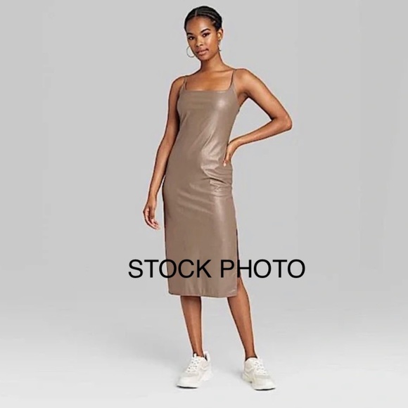wild fable Dresses & Skirts - WILD FABLE Faux Leather Slip Dress in Dark Taupe Size XS